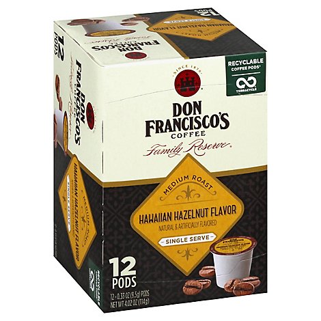 Don Franciscos Coffee Family Reserve Coffee Single Serve Medium Hawaiian Hazelnut - 12-0.33 Oz