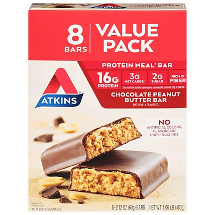 Atkins Bar Chocolate Peanut Butter Value Pack - 8-2.1 Oz - Image 1