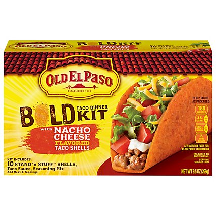 Old El Paso Taco Dinner Bold Kit Stand N Stuff Nacho Cheese Flavored 10 Count - 9.5 Oz - Image 3