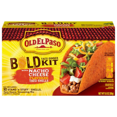 Old El Paso Taco Dinner Bold Kit Stand N Stuff Nacho Cheese Flavored 10 Count - 9.5 Oz - Image 2