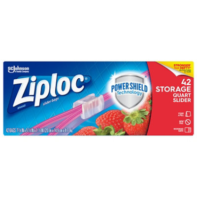 Ziploc Slider Storage Bags Quart With Power Shield Technology - 42 Count - Image 1