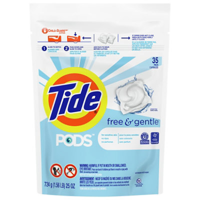 Tide PODS Liquid Laundry Detergent Pacs Free & Gentle - 35 Count