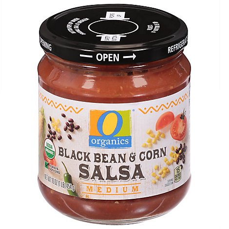 O Organics Organic Salsa Medium Black Bean & Corn Jar - 16 Oz