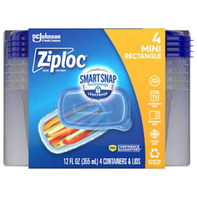 Ziploc Container Mini Rectangle Smart Snap - 4 Count