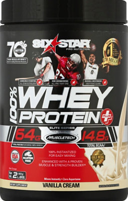 Six Star Elite Series 100% Whey Protein Plus Vanilla Cream - 2 Lb - Image 2