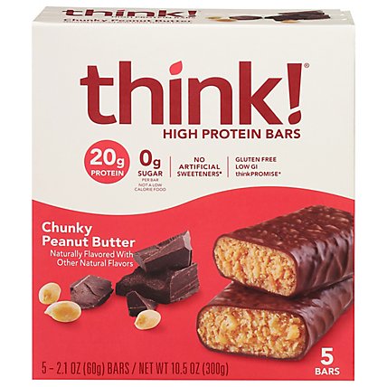 thinkThin High Protein Bars Chunky Peanut Butter Chocolate - 5 Count - Image 2