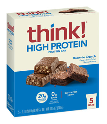 thinkThin High Protein Bars Brownie Crunch - 5 Count