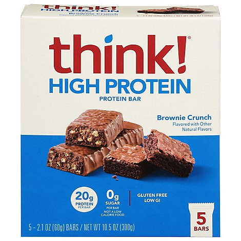 thinkThin High Protein Bars Brownie Crunch - 5 Count