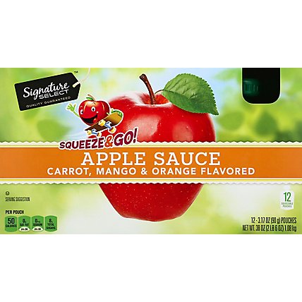 Signature SELECT Squeeze & Go Apple Sauce Carrot Mango & Orange Pouches - 12-3.17 Oz - Image 2