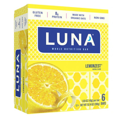 Luna Nutrition Bar Whole Gluten Free Lemonzest - 6-1.69 Oz