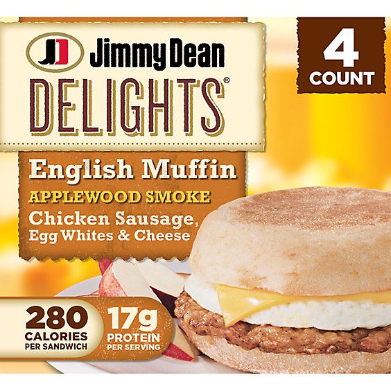 Jimmy Dean Delights Applewood Chicken Sausage Egg White Cheese English Muffin 4 Count