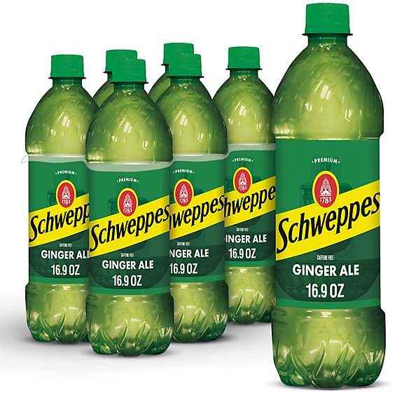 Schweppes Ginger Ale Soda Bottles - 6-.5 Liter