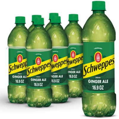 Schweppes Ginger Ale Soda Bottles - 6-.5 Liter