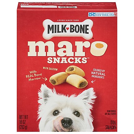 Milk-Bone MaroSnacks Dog Snacks For All Sizes With Real Bone Marrow Box - 10 Oz - Image 1