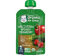 Gerber 2nd Foods Baby Food Sitter Organic Apple Zucchini Spinach Strawberry - 3.5 Oz