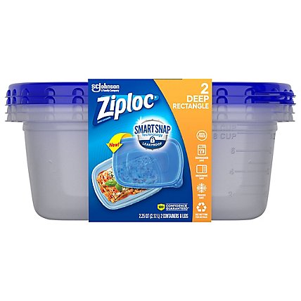 Ziploc Brand Deep Rectangle Plastic Containers - 2 Count - Image 2