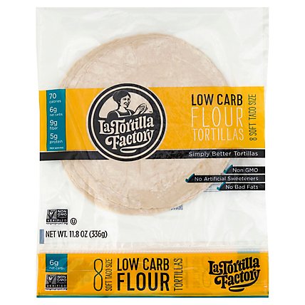 La Tortilla Factory Tortillas Flour Low Carb Bag 8 Count - 11.8 Oz - Image 1