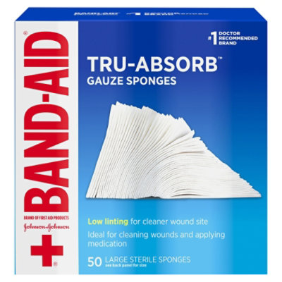 BAND-AID Mirasorb Gauze Sponges Large - 50 Count - Image 1