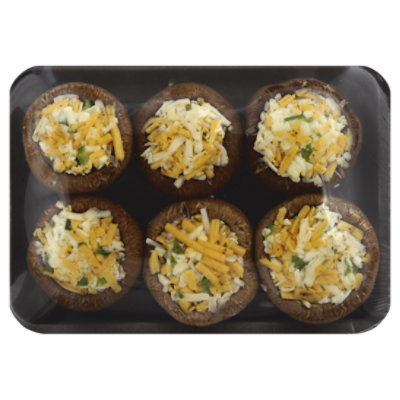 Fresh Cut Crimini Mushrooms Stuffed Cheddar Jalapeno - 6 Oz