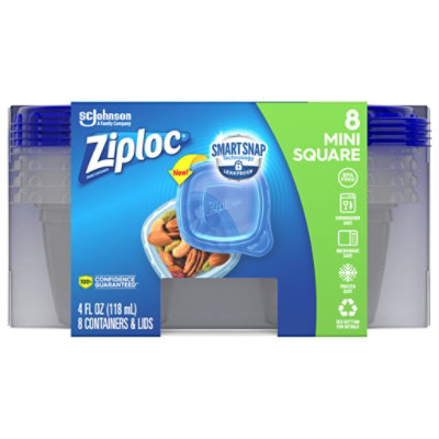 Ziploc Container Mini Square Smart Snap - 8 Count