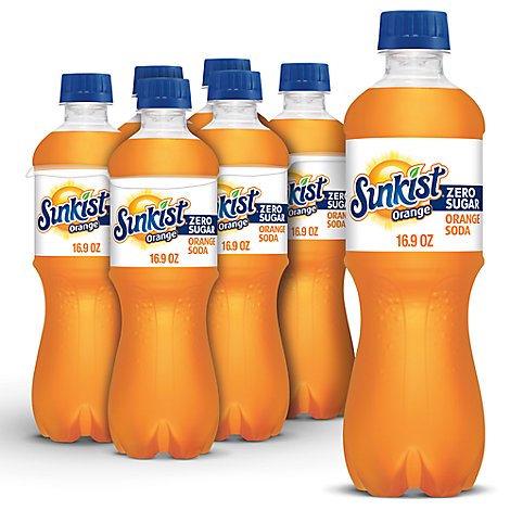 Sunkist Zero Sugar Orange Soda Bottle - 6-16.9 Fl. Oz.