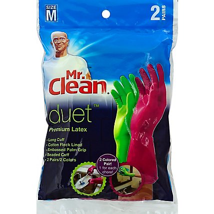 Mr. Clean Duet Gloves Latex Reusable Medium - 2 Count - Image 2