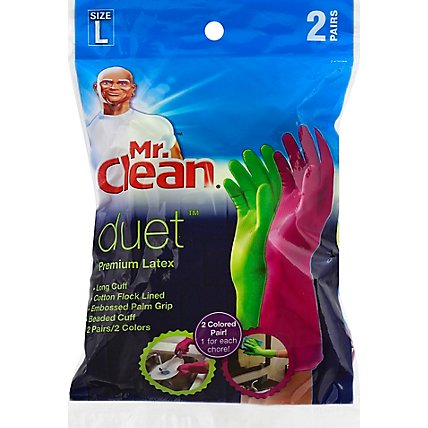 Mr. Clean Duet Gloves Latex Reusable Large - 2 Count - Image 2