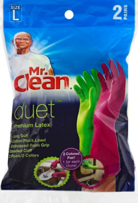 Mr. Clean Duet Gloves Latex Reusable Large - 2 Count - Image 2