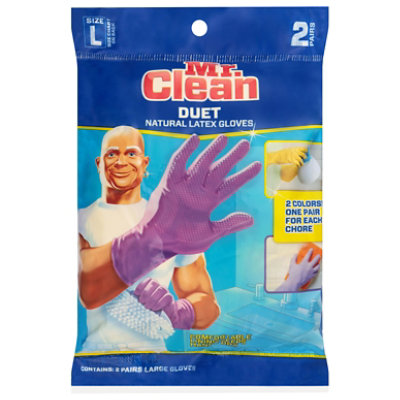 Mr. Clean Duet Gloves Latex Reusable Large - 2 Count