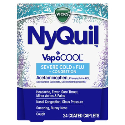 NyQuil SEVERE+ With Vicks VapoCOOL Nighttime Cough Cold & Flu Relief Caplets - 24 Count - Image 8