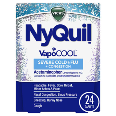 NyQuil SEVERE+ With Vicks VapoCOOL Nighttime Cough Cold & Flu Relief Caplets - 24 Count - Image 1