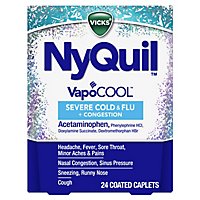 NyQuil SEVERE+ With Vicks VapoCOOL Nighttime Cough Cold & Flu Relief Caplets - 24 Count - Image 1