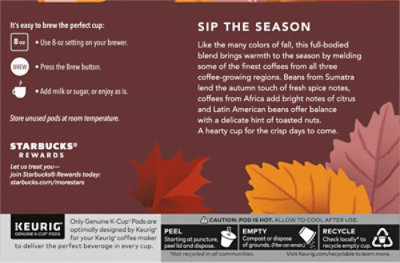 Starbucks Fall Blend 100% Arabica Medium Roast K Cup Coffee Pods Box 10 Count - Each - Image 5
