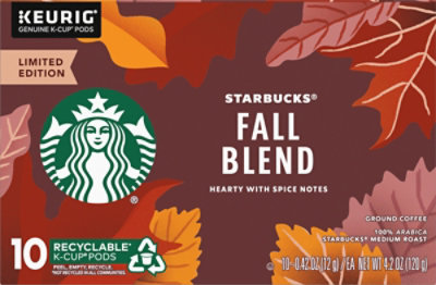 Starbucks Fall Blend 100% Arabica Medium Roast K Cup Coffee Pods Box 10 Count - Each - Image 2