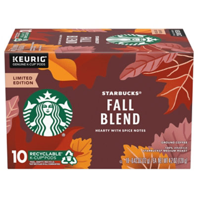Starbucks Fall Blend 100% Arabica Medium Roast K Cup Coffee Pods Box 10 Count - Each - Image 1