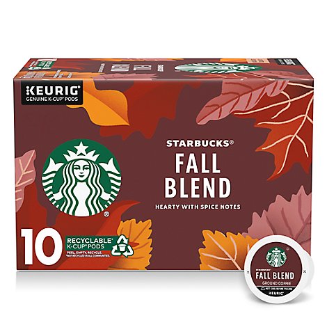 Starbucks Coffee KCup Pods Medium Roast Fall Blend Box - 10-0.42 Oz