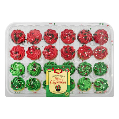 Cupcake Cake Tray Mini Holiday 24 Count - 21 Oz