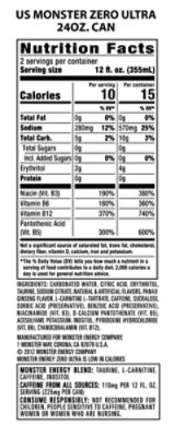 Monster Energy Zero Ultra Sugar Free Energy Drink - 24 Fl. Oz. - Image 2