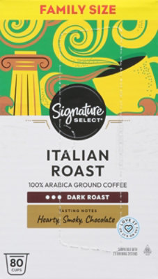 Signature SELECT Coffee Pods Single Serve Dark Roast Italian Roast - 80 Count - Image 2