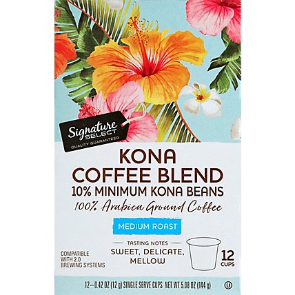 Signature SELECT Coffee Pods Medium Roast Kona Blend - 12-0.42 Oz - Image 2