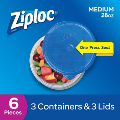 Ziploc Brand Medium Round Food Storage Containers With Lids With One Press Seal - 3 Count - Image 2