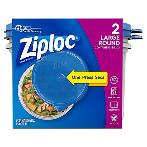 Ziploc Container & Lids Round Large - 2 Count