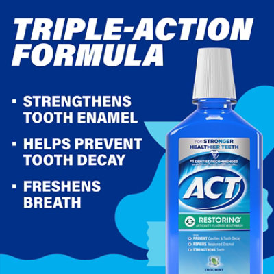 ACT Restoring Anticavity Fluoride Mouthwash Cool Mint - 33.8 Fl. Oz. - Image 4