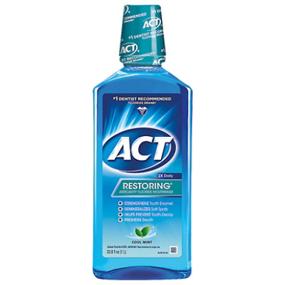 ACT Mouthwash Anticavity Restoring Icy Cool Mint - 33.8 Fl. Oz.
