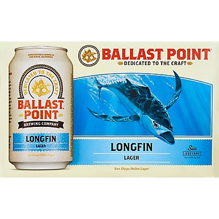 Ballast Point Craft Beer Longfin Lager Cans - 6-12 Fl. Oz. - Image 2
