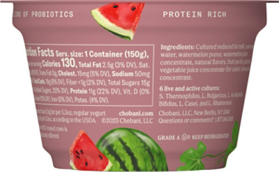 Chobani Reduced Fat Greek Yogurt Limited Batch Watermelon - 5.3 Oz. - Image 7