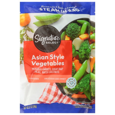 Signature SELECT Broccoli Carrots Sugar Snap Peas & Water Chestnuts Steam In Bag - 12 Oz