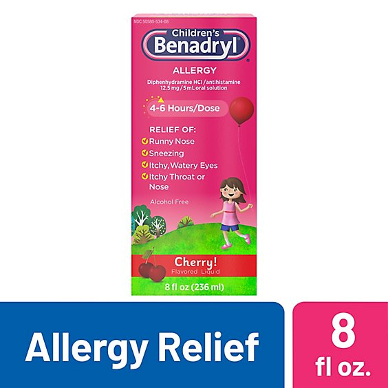 Benadryl Childrens Allergy Cherry Flavored Liquid - 8 Fl. Oz.