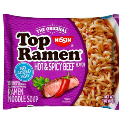 Nissin Top Ramen Ramen Noodle Soup Picante Beef Flavor 3 Oz Carrs