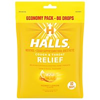 HALLS Cough Suppressant Drops Triple Soothing Action Honey Lemon - 80 Count - Image 3